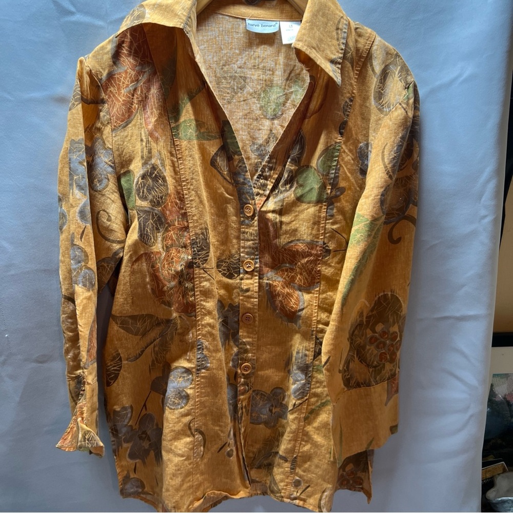 Harve Benard Orange Linen-Blend Shirt‎